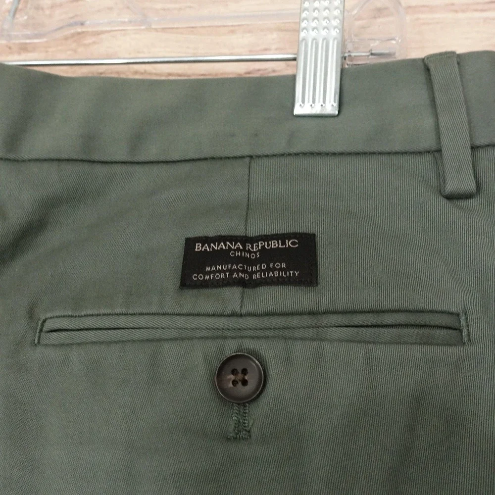 Banana Republic Fulton Chino Pants Mens 34x32 Green Regular Straight Leg Stretch